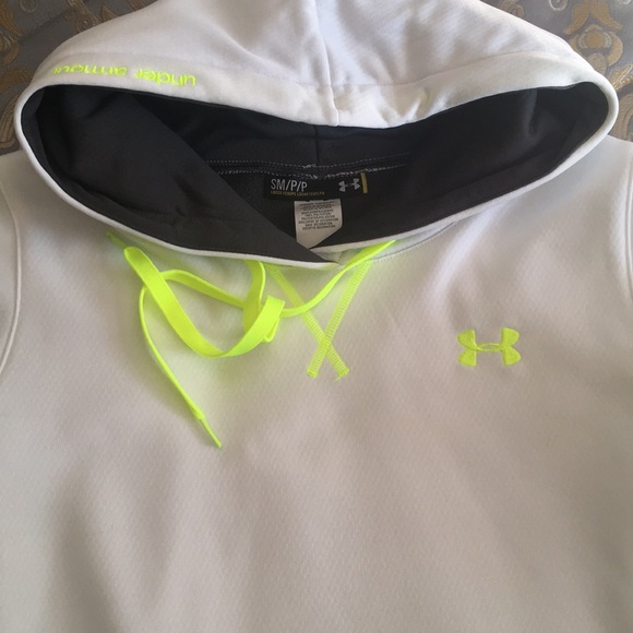 NWOT WHITE/DARK GRAY/NEON UNDER ARMOUR SWEATSHIRT - Picture 3 of 4